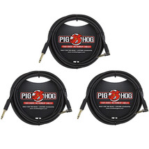 Pig Hog Pc-H10Bkr 1/4&quot; Right-Angle Black Woven Instrument Cable, 10 Feet 3-Pack - £59.14 GBP
