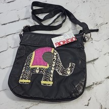 Bongo Vintage Y2k Crossbody Bag Black with Elephant Applique New With Tags - £23.34 GBP