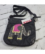 Bongo Vintage Y2k Crossbody Bag Black with Elephant Applique New With Tags - £23.79 GBP