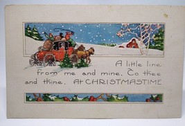 Christmas Postcard Whitney Family Rides Horse And Carriage Buggy In Snow 1922 - £8.88 GBP