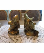 Pair of Cast Bookends Clowns Brass PM Craftsman USA - $47.11 CAD