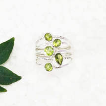 Awesome GREEN PERIDOT Gemstone Ring, Birthstone Ring, 925 Sterling Silver Ring,  - £26.04 GBP