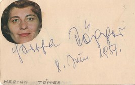 Hertha Topper Austrian Opera Contralto Aase Lovberg Autograph Photo Card - £23.69 GBP