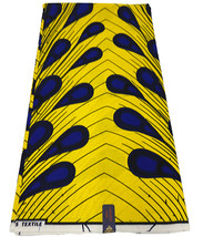 Yellow, Dark Blue, and Black Mix African Fabric Cambric Wax - £25.80 GBP