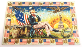 UNCLE SAM July 4th 1776 Independence Day Holiday 1912 ANTIQUE Embossed P... - £21.22 GBP