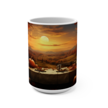 Fall Autumn Thanksgiving Dinner Table Coffee Mug 15oz - £8.65 GBP