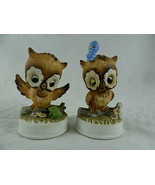 Vintage Owls Figurine Set of 2 Porcelain 3.25&quot; Precious little bird &amp; Fr... - £11.46 GBP