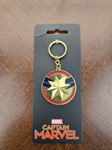 Marvel Captain Marvel Metal Spinning Keychain Collectible Gold Backpack  - $4.95