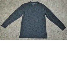 Mens Shirt Henley Haggar Gray Marled Long Sleeve $45 NEW-size S - £17.13 GBP