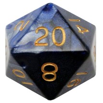 FanRoll by MDG d20 Single 35mm Mega Blue and White with Gold - £7.99 GBP