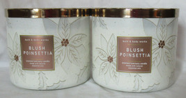 Bath &amp; Body Works 3-wick Scented Candle Lot Set of 2 BLUSH POINSETTIA ess oils - £50.03 GBP
