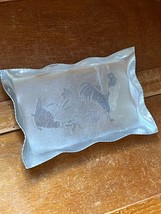 Vintage Small Scalloped Edged Rectangle Tray w Etched Rooster &amp; Chicken ... - £9.02 GBP
