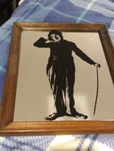 Vtg Mirror Charlie Chaplan Wood Frame picture silent Film movie memorabilia  - £28.09 GBP