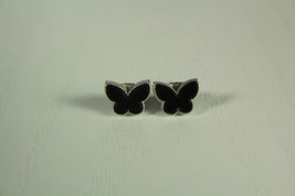 Mini Onyx Silver Plated Butterfly Earrings - £23.53 GBP
