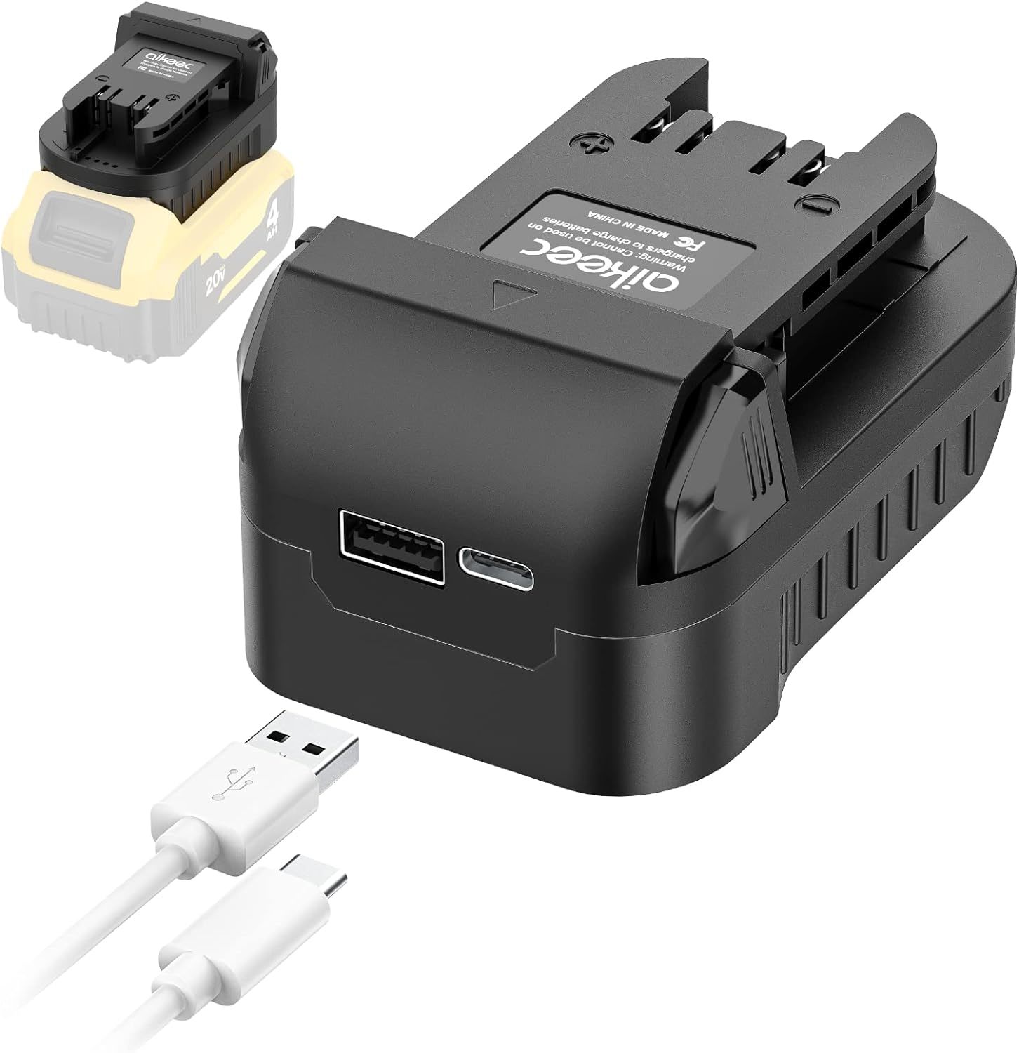 Battery Convertor With Usb/Type-C Charging Port: Adapter For Dewalt 18V/... - $29.78