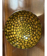 Vintage Retro Mosaic Tile Decorative Bowl, Black &amp; Gold Tone Exterior - $28.18 CAD