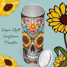 Colorful Sugar Skull Sunflower | Skinny Straight Tumbler | 20oz,30oz | F... - $704.15 MXN