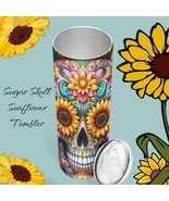 Colorful Sugar Skull Sunflower | Skinny Straight Tumbler | 20oz,30oz | F... - $704.15 MXN