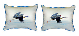Pair of Betsy Drake Eddie’s Blue Heron Small Pillows 11 Inch X 14 Inch - £55.31 GBP