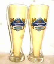 2 Lowenbrau Passau Vtg. Weissbier Weizen German Beer Glasses - £11.95 GBP
