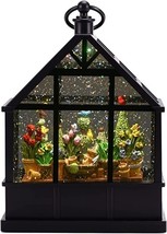lighted water lantern greenhouse glitter snow globe with flower pots and... - $123.26
