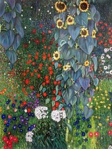 Gustav Klimt Garden With Sunflowers Ceramic Tile Mural Backsplash Medallion - £46.08 GBP+