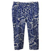 Chicos Pants Womens 14 Chicos 2.5 Lotus Blossom II Crop Ultimate Fit Blue White - £43.95 GBP