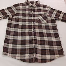 Stanley Flannel Button Shirt  Brown & White Plaid Long Sleeve - Size Men's  L image 9
