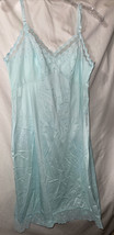 VTG Kayser Silky Light Blue 100% NYLON &amp; LACE Slip Nightgown Negligee&#39; Sz 38 - £28.18 GBP