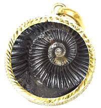 Golden Sudarshan Shaligram Pendant in Panchdhatu - $113.85