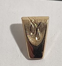 Vintage Gold Tone Tie Tack / Tie Pin Satin and Smooth w/ Mid Century flourishes - £4.74 GBP
