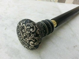 Brass Victorian Handle Wooden Style Walking Stick Cane Designer - £27.44 GBP