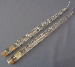 Vintage MCM Clear Lucite Candles Silver Metallic Flakes 11.5&quot; Tagged Sunbell Co. - £39.95 GBP