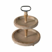 Farmhouse 2-Tier Wooden Round Serving Tray 14X17&quot; - £75.17 GBP