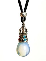 Opalite Lotus Pendant Real Gemstone Argenon Sexual Crystal Beaded Cord N... - £8.80 GBP