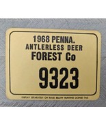 1968 Penna Antlerless Deer 9323 Forest Co Cardboard Hunting License Penn... - £20.29 GBP