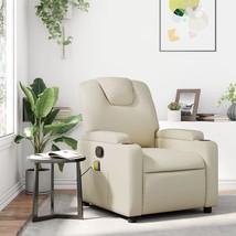 Massage Recliner Chair Cream Faux leather, metal, wood, foam Single - $8,250.53 MXN