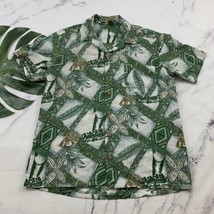 Vintage Stitch Hawaiian Shirt Size M Green Tan Tropical Floral Aloha Tik... - $546.34 MXN