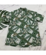 Vintage Stitch Hawaiian Shirt Size M Green Tan Tropical Floral Aloha Tik... - $39.25 CAD
