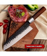 HANDMADE CHEF FORGED KNIFE 8 INCH JAPANESE KIRITSUKE SHAPE HIGH CARBON S... - £43.46 GBP