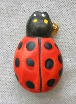 Cute Ceramic Lady Bug Beetle Brooch 1990s  vintage 1 1/4&quot; - £10.16 GBP