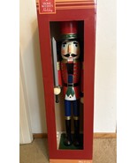 36” Tall Wooden Christmas Nutcracker Soldier Green And Red Holiday Home ... - $156.79