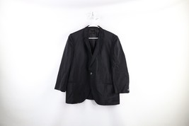 Vintage 70s Rockabilly Mens 42R Distressed Wool One Button Suit Jacket Black - £31.11 GBP