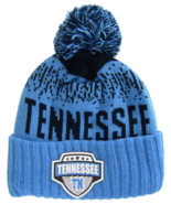 Tennessee Rubber Patch Ribbed Winter Knit Pom Beanie (Navy/Light Blue) - £15.94 GBP