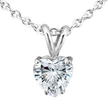 Heart Diamond Solitaire Pendant Natural Real Diamond 14K White Gold IGI Cert 1CT - £1,694.63 GBP