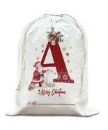 DSHFG Christmas Initial Personalized Drawstring Gift Bag for Women Red - $72.70 MXN
