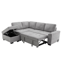 Sleeper Sectional Sofa, L-Shape Corner Couch Sofa-Bed - Gray - £794.99 GBP