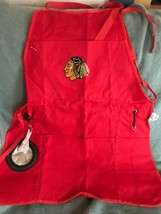 Unused Red Chicago Hockey Blackhawks Embroidered Full Size Cotton Apron w Change - £19.17 GBP