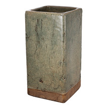 Tall Square Ceramic Gray Planter With Crackle finish D6.5X13&quot; - £38.07 GBP