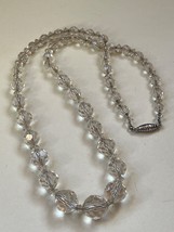 Vintage Clear Faceted Glass Graduated Beads Necklace - 19 inches long x just ove - £14.64 GBP